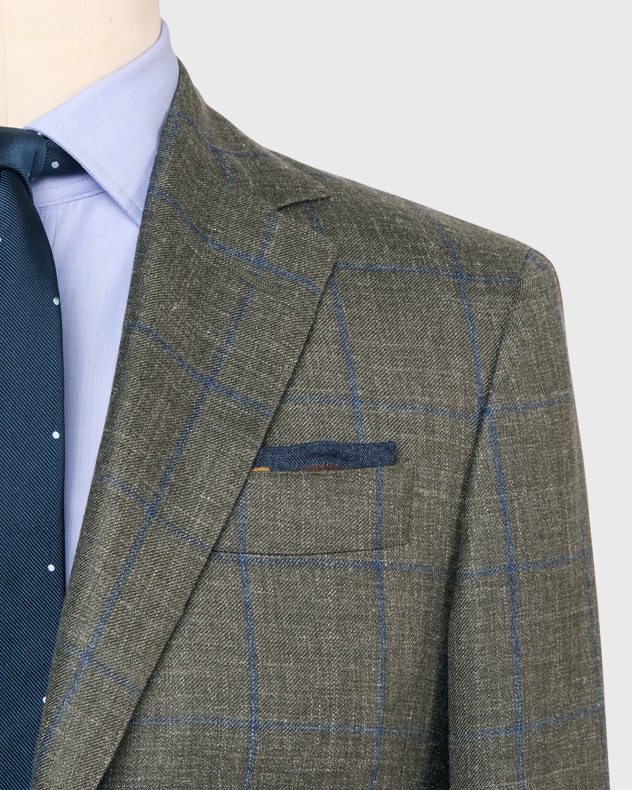 Virgil No. 2 Jacket in Olive/Blue Plaid Twill