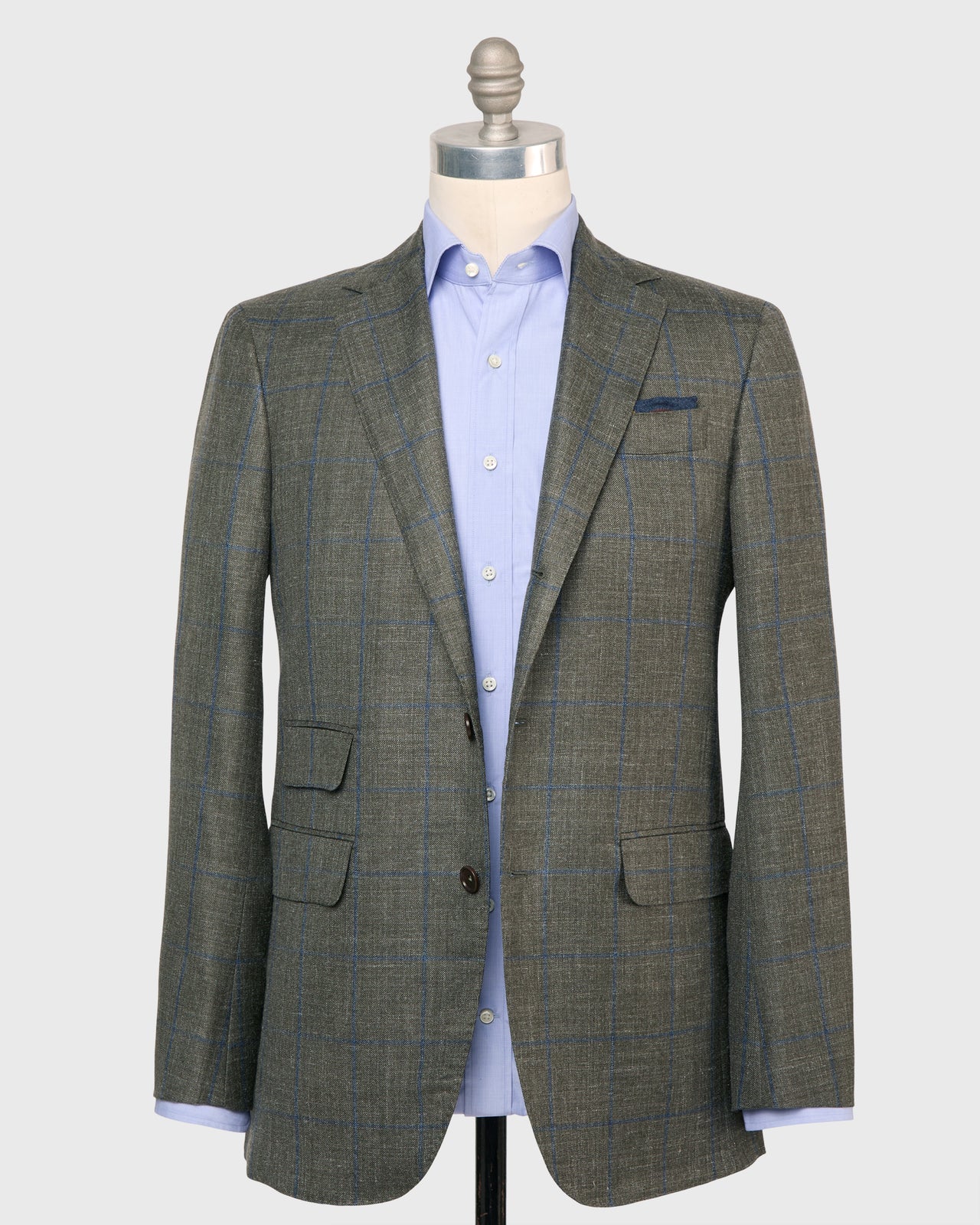 Virgil No. 2 Jacket in Olive/Blue Plaid Twill