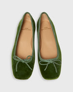 Load image into Gallery viewer, Square-Toe Ballet Flat in Avocado Velveteen
