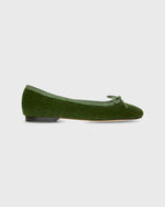 Load image into Gallery viewer, Square-Toe Ballet Flat in Avocado Velveteen
