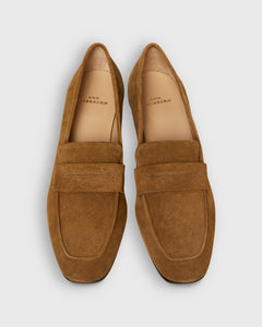 Block Heel Penny Loafer in Cigar Suede