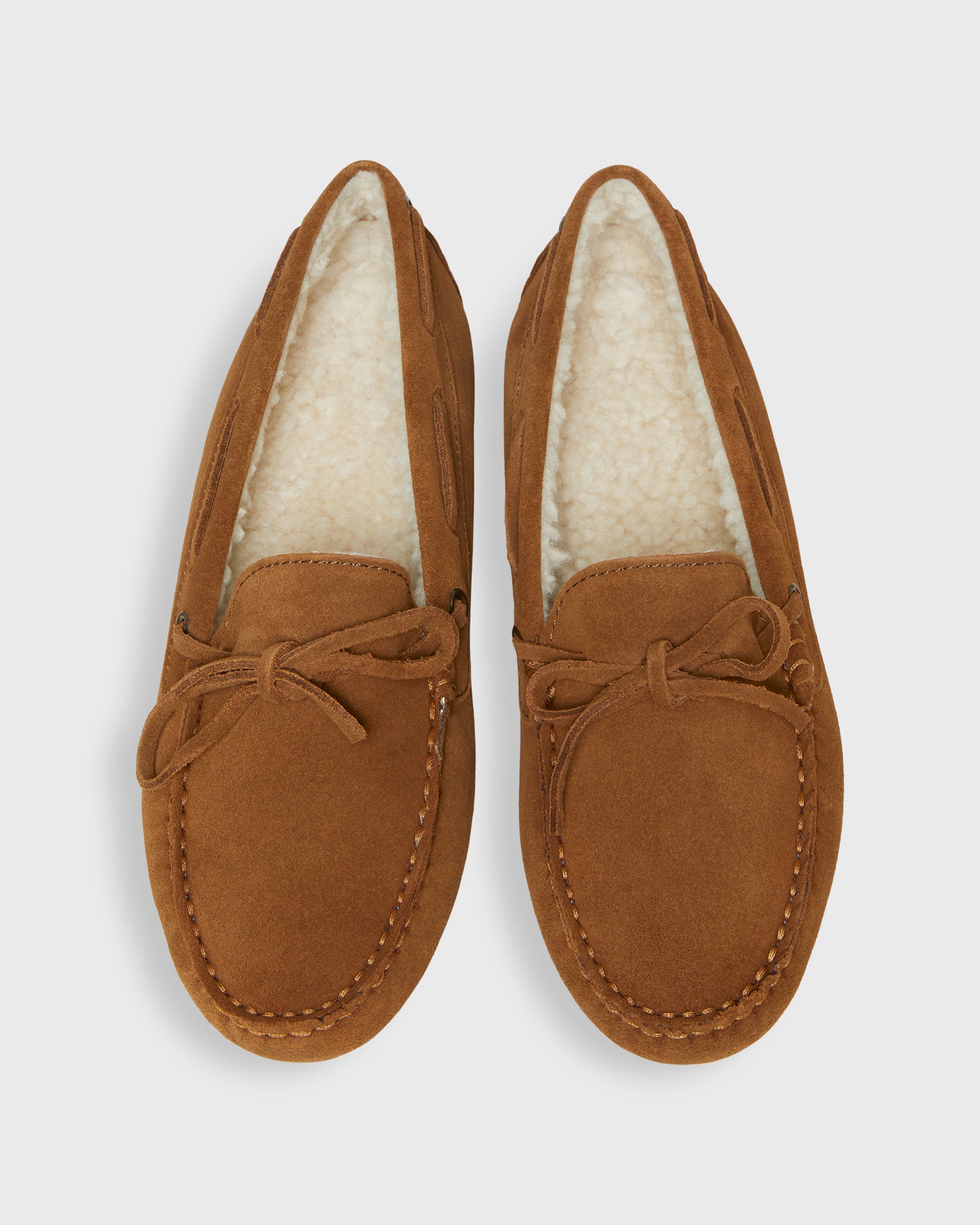 Shearling Lined Driving Moccasin in Whiskey Suede Shop Ann Mashburn