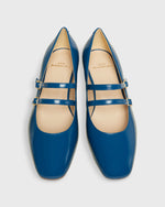 Load image into Gallery viewer, Double-Strap Mary Jane Heel in Blue Patent Leather
