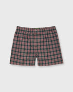 Load image into Gallery viewer, Button-Front Boxer Short in Hunter/Red/Sky Plaid Poplin
