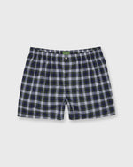 Load image into Gallery viewer, Button-Front Boxer Short in Navy/Green Gordon Tartan Poplin
