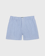 Load image into Gallery viewer, Button-Front Boxer Short in Blue Multi Check Poplin
