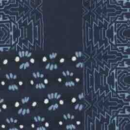 Cotton Print Pocket Square in Navy/Sky Eclectic