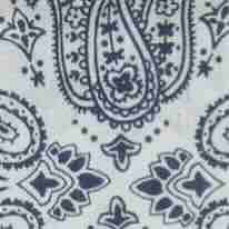 Cotton Print Pocket Square in White/Navy Paisley