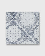 Load image into Gallery viewer, Cotton Print Pocket Square in White/Navy Paisley
