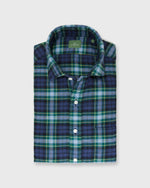 Load image into Gallery viewer, Spread Collar Sport Shirt in Navy/Blue/Yellow Tartan Flannel
