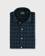 Load image into Gallery viewer, Spread Collar Sport Shirt in Blackwatch Tartan Flannel
