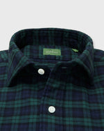 Load image into Gallery viewer, Spread Collar Sport Shirt in Blackwatch Tartan Flannel
