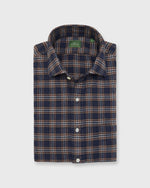 Load image into Gallery viewer, Spread Collar Sport Shirt in Slate/Khaki/Navy Plaid Flannel
