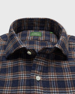 Load image into Gallery viewer, Spread Collar Sport Shirt in Slate/Khaki/Navy Plaid Flannel
