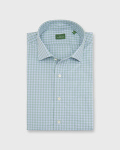 Spread Collar Sport Shirt in Sky/Sage Gingham Poplin