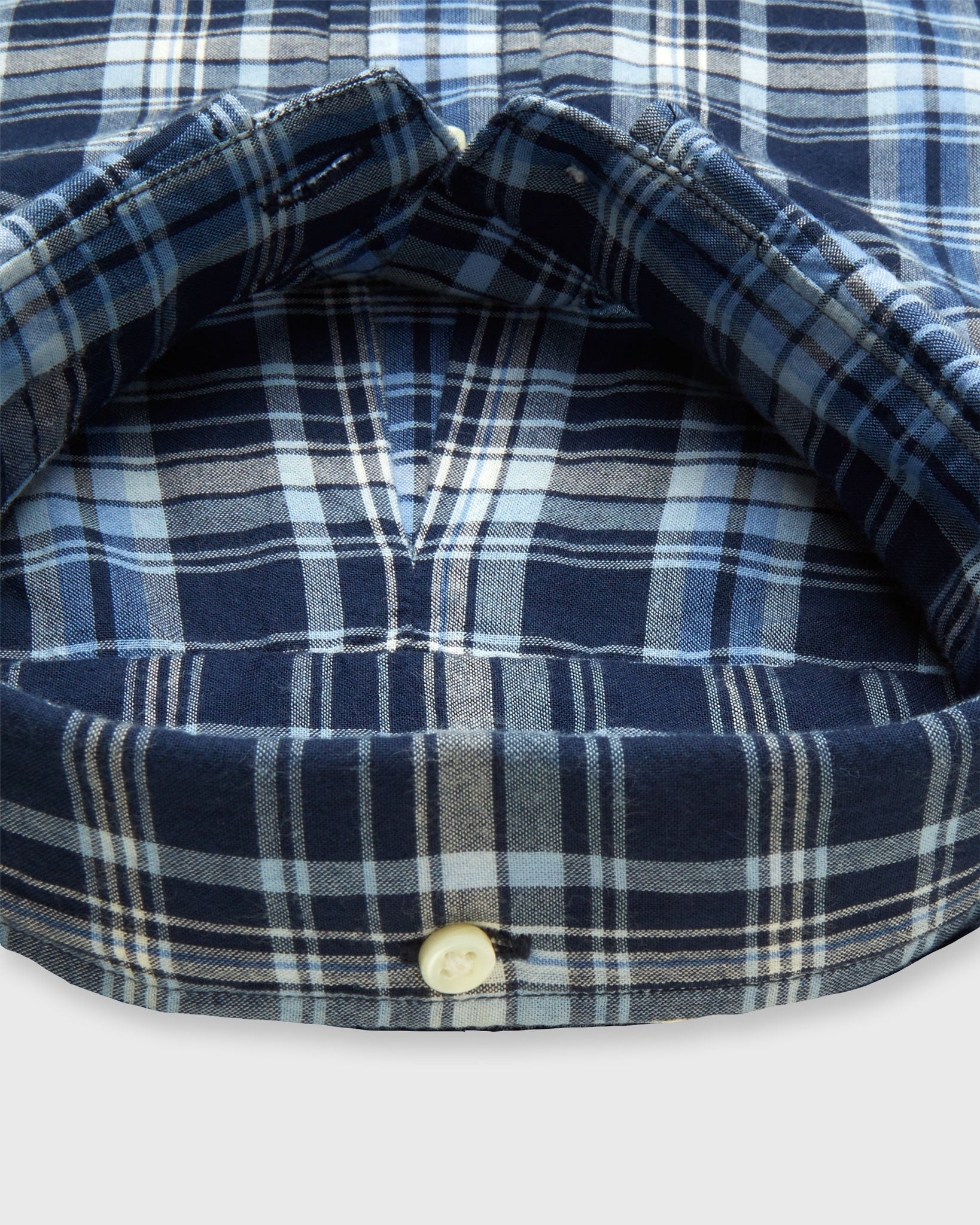 Button-Down Sport Shirt in Blue/Sky/Bone Madras