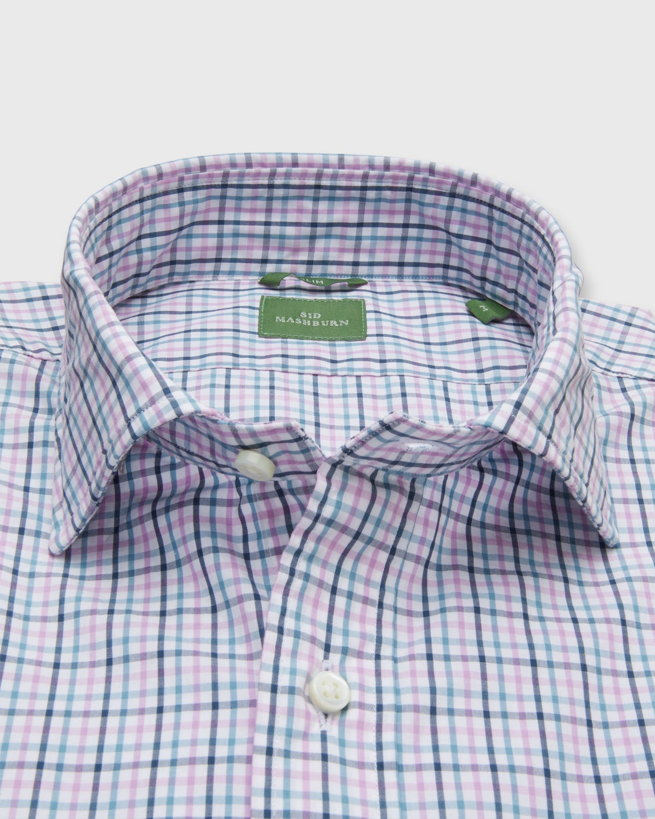 Slim-Fit Spread Collar Sport Shirt in Thistle/Lovat/Spruce Tattersall Poplin
