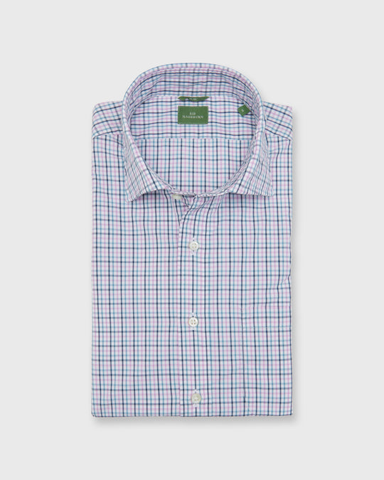 Slim-Fit Spread Collar Sport Shirt in Thistle/Lovat/Spruce Tattersall Poplin