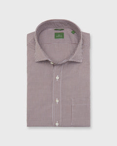 Slim-Fit Spread Collar Sport Shirt in Brown Micro Gingham Poplin