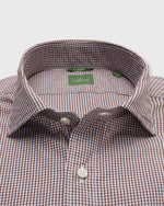 Load image into Gallery viewer, Slim-Fit Spread Collar Sport Shirt in Brown Micro Gingham Poplin
