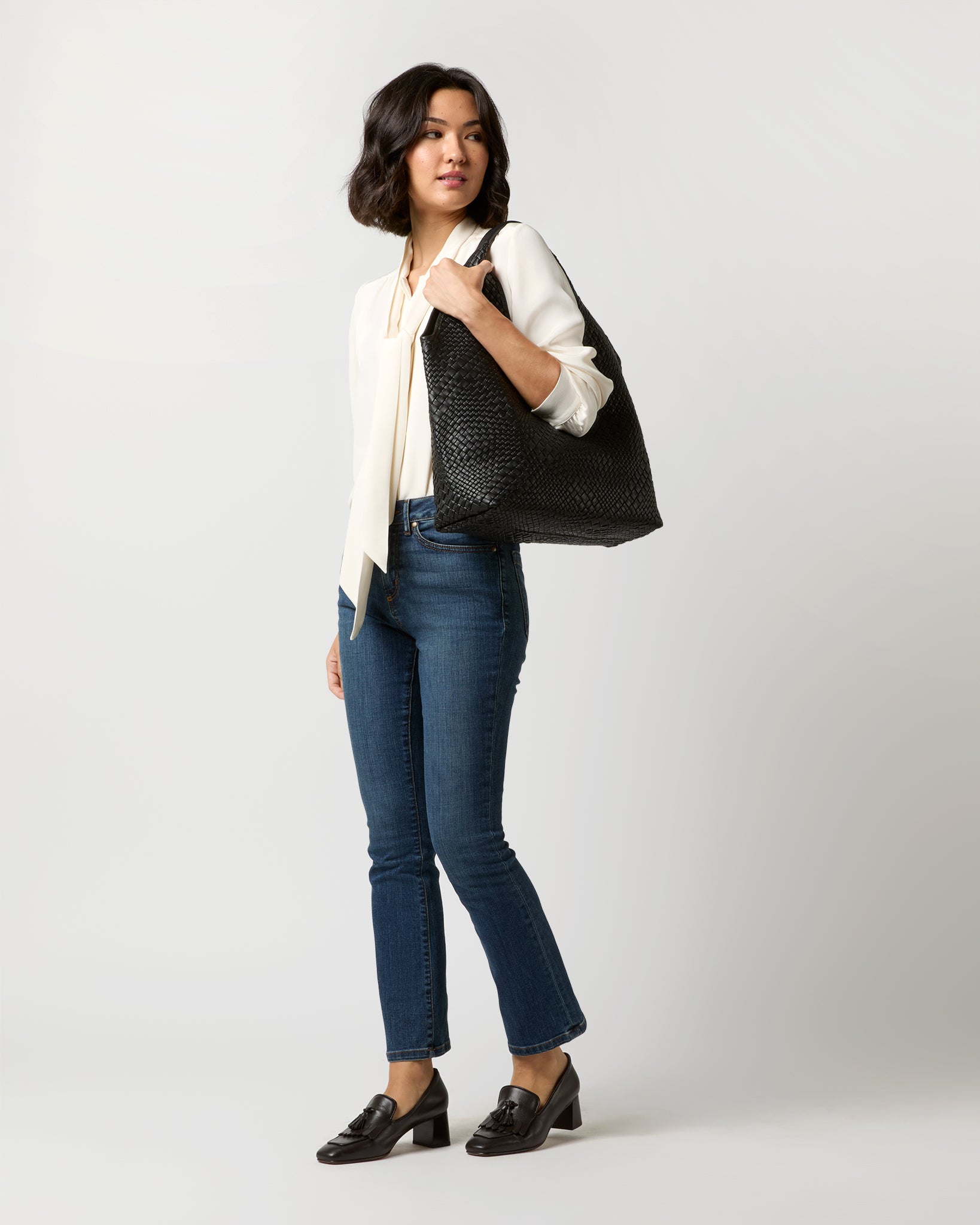 Hannah Hobo Bag in Black Leather