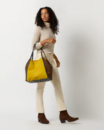 Load image into Gallery viewer, Cita Tote in Gold/Brown Suede
