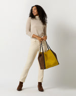 Load image into Gallery viewer, Cita Tote in Gold/Brown Suede
