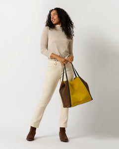 Cita Tote in Gold/Brown Suede