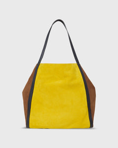 Cita Tote in Gold/Brown Suede