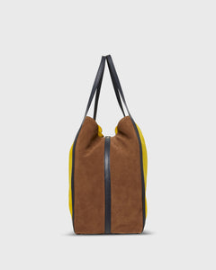 Cita Tote in Gold/Brown Suede