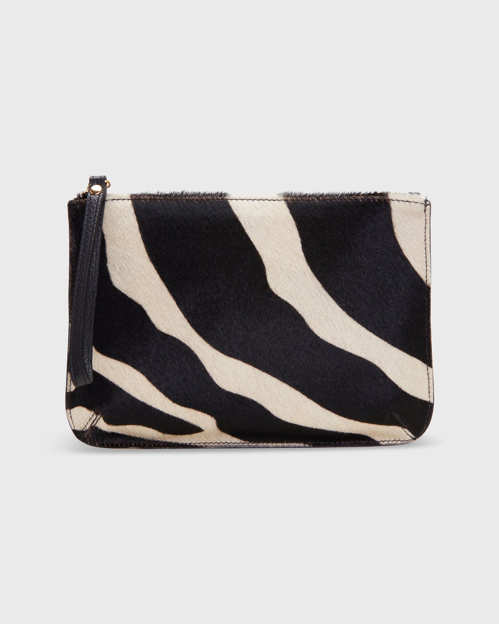 Zip Clutch in Large Zebra Calf Hair