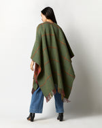 Load image into Gallery viewer, Reversible Lambswool Cape in Red Tweed/Green Windowpane
