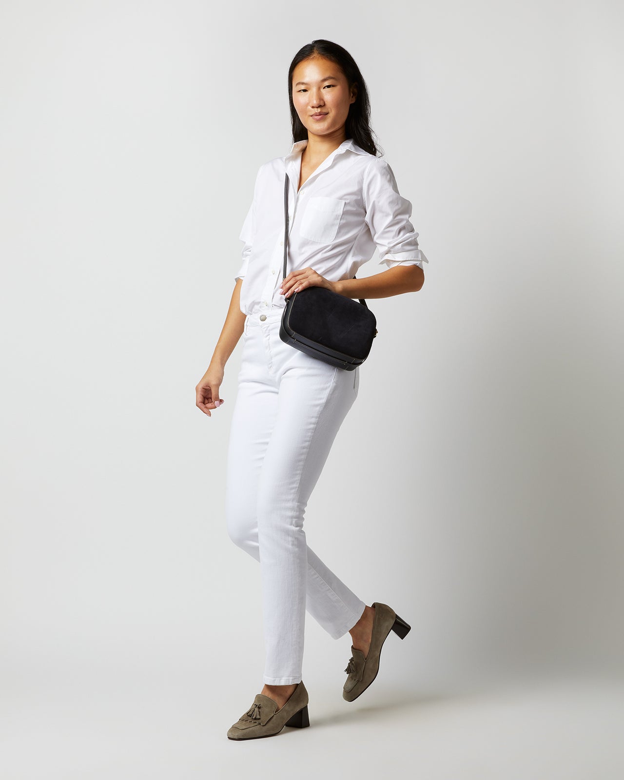 Bea Crossbody Bag in Navy Suede