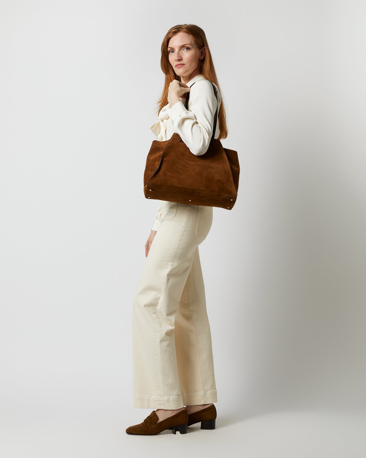 Evie Tote in Tan Suede