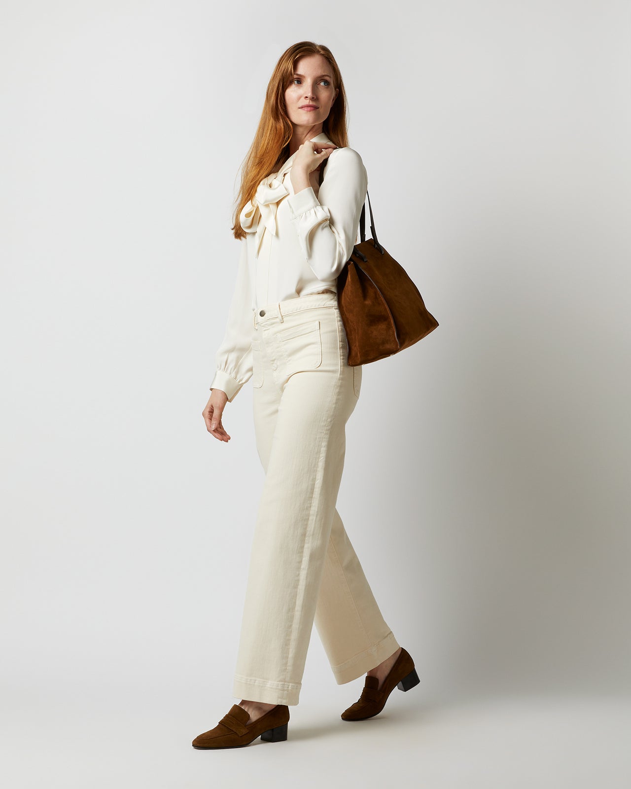 Evie Tote in Tan Suede