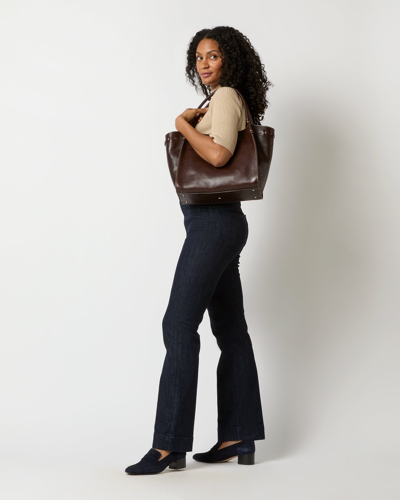 Zoe Tote in Dark Brown Leather