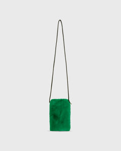 Faux Fur Cell Phone Bag in Green