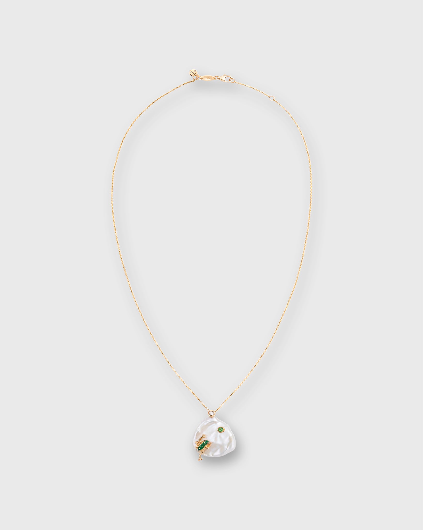 Leap of Faith Pendant Necklace in Pearl/Diamond/Tzavorite