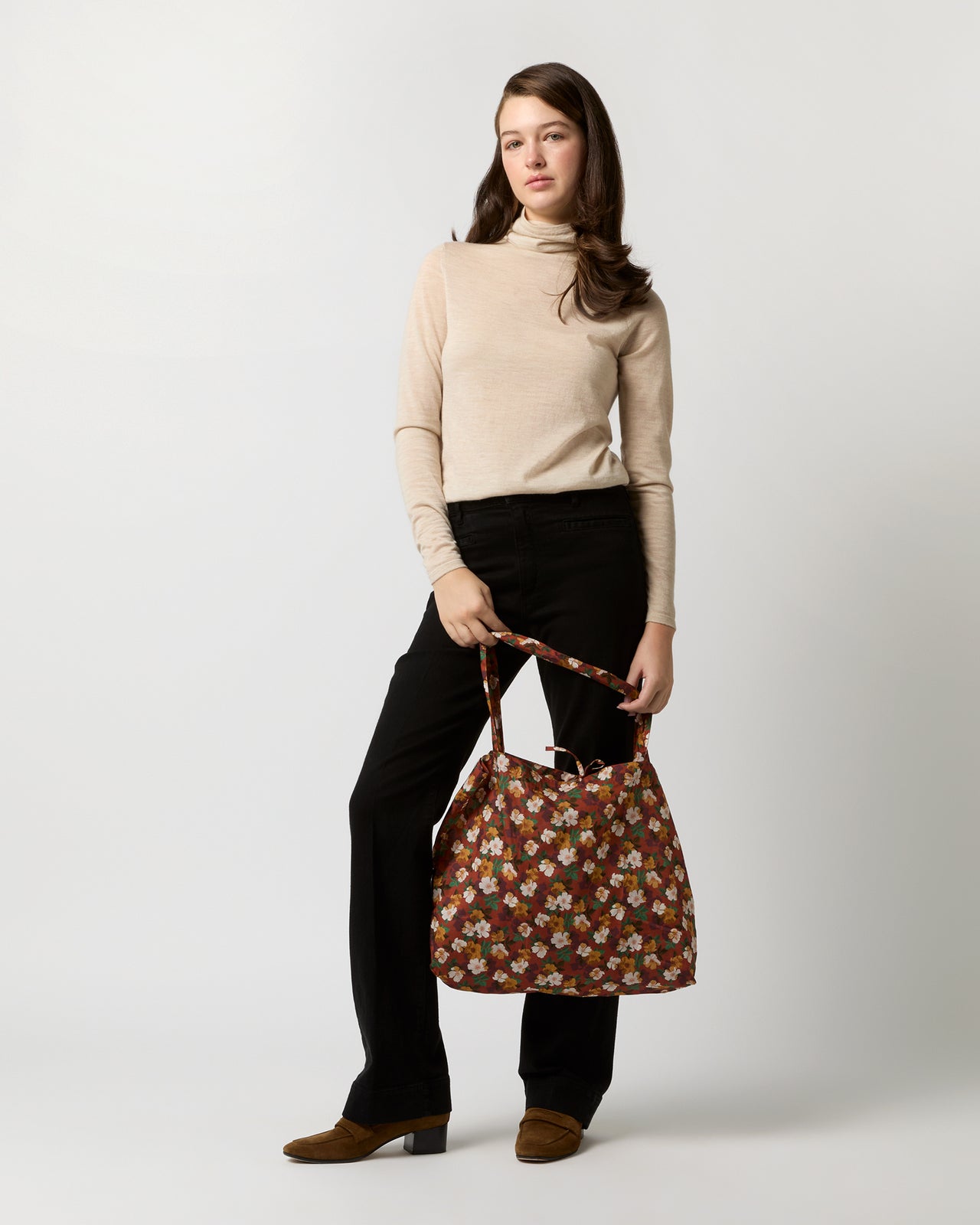 Reusable Tote Bag in Chestnut Multi Nysa Liberty Fabric