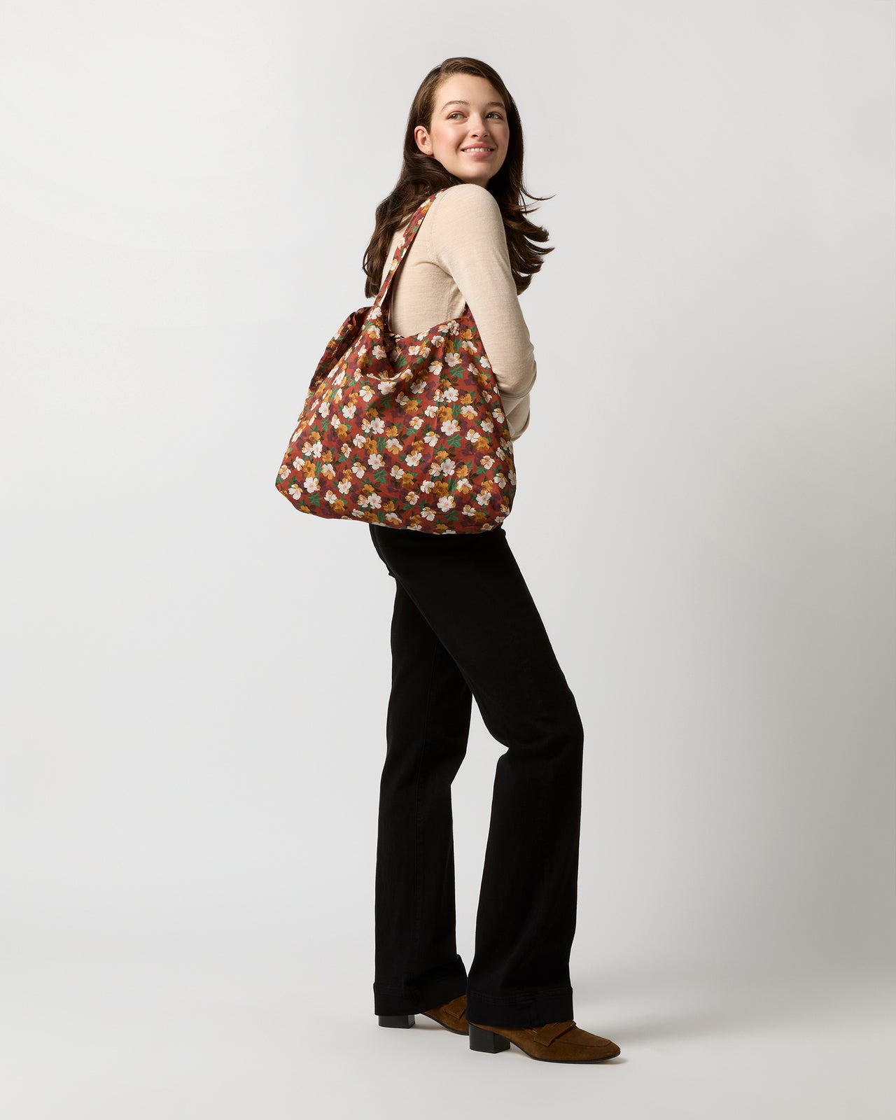 Reusable Tote Bag in Chestnut Multi Nysa Liberty Fabric
