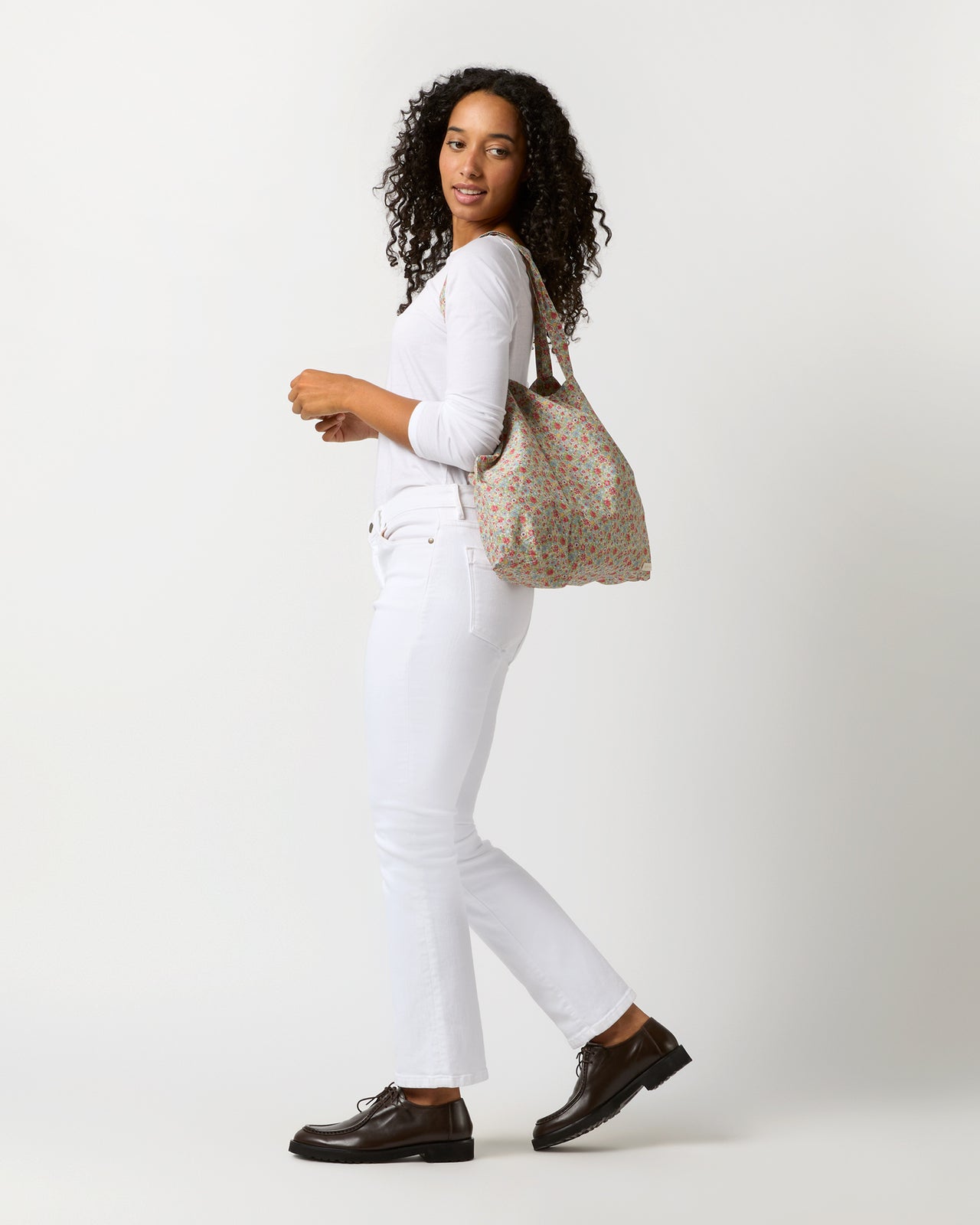 Reusable Tote Bag in Red Multi Amelie Small Liberty Fabric