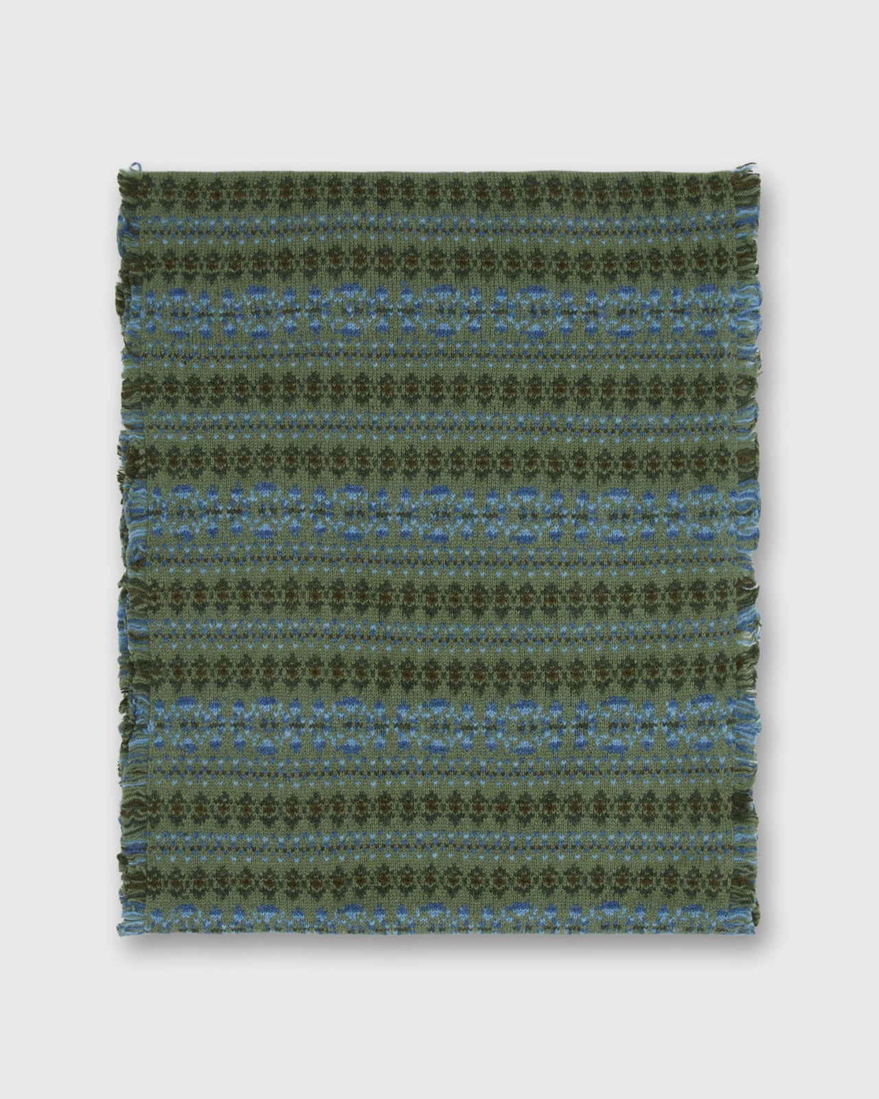 Fair Isle Scarf in Olive Multi Extra Fine Merino