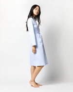 Load image into Gallery viewer, Darcey Robe in Pale Blue Hairline Stripe Cotton
