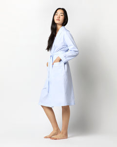 Darcey Robe in Pale Blue Hairline Stripe Cotton