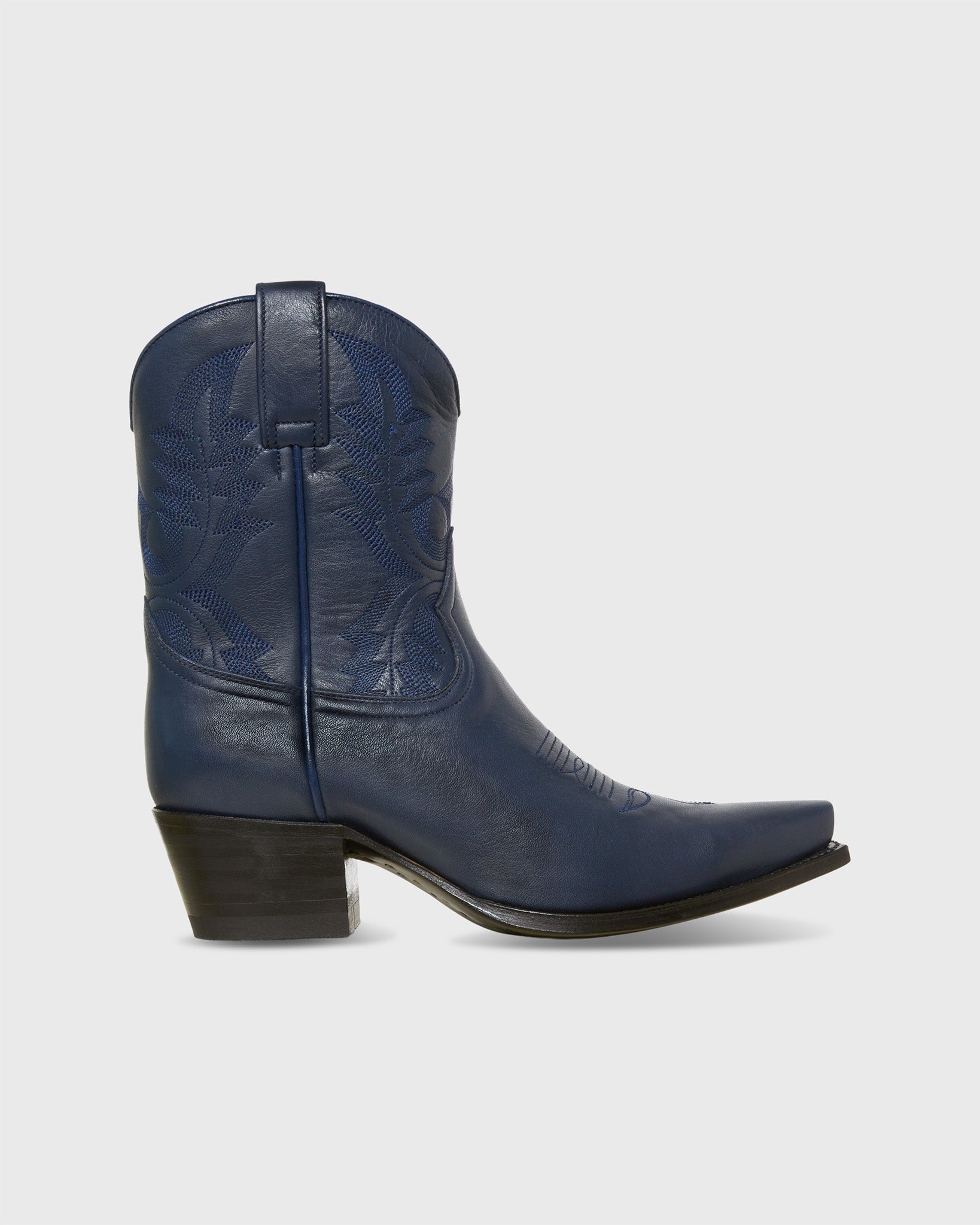 Marie Cowboy Boot in Navy Leather