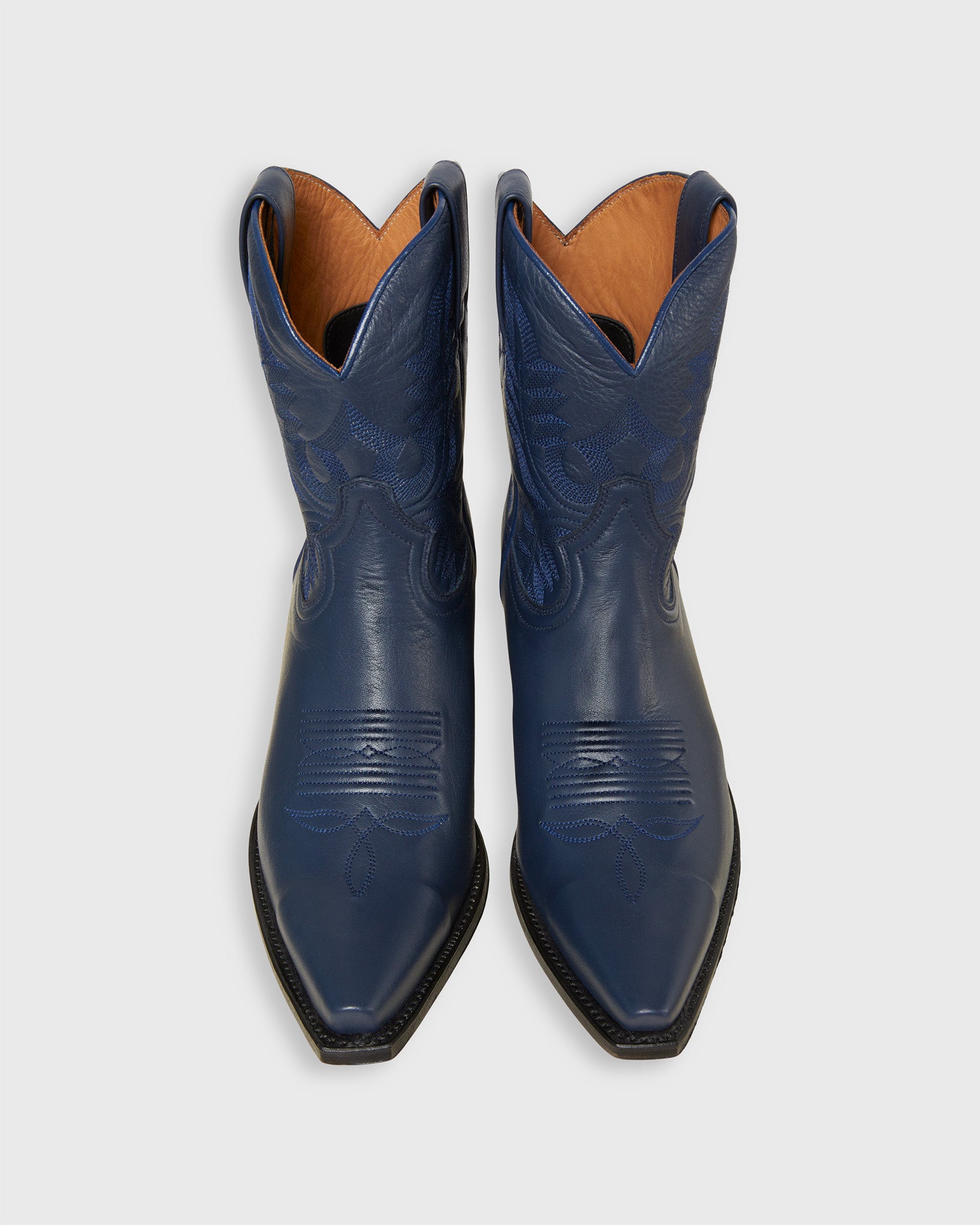 Marie Cowboy Boot in Navy Leather Shop Ann Mashburn