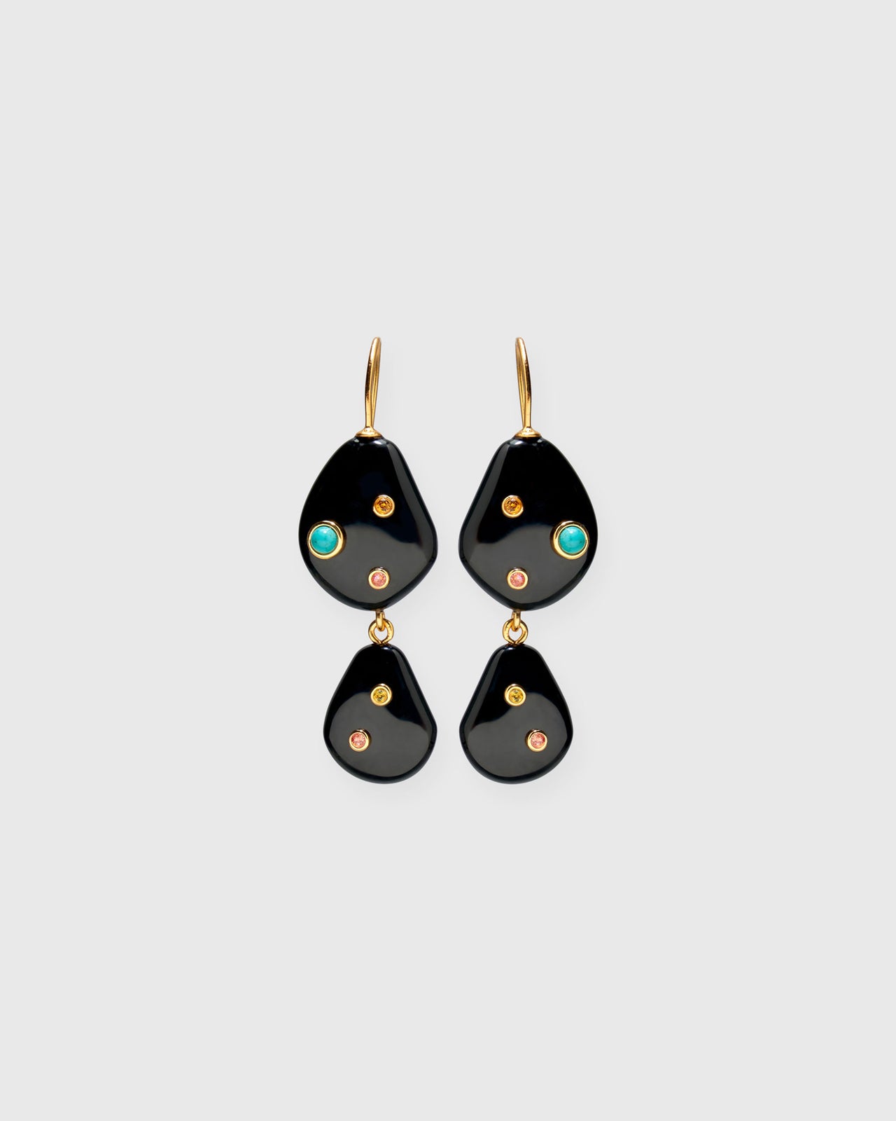 Stacked Stone Earrings in Black Agate