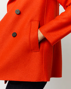 Peacoat in Red Orange Wool It 38 US 2 by Harris Wharf