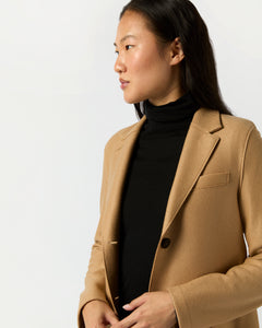 Stand Up Collar Blazer in Beige