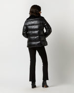 Load image into Gallery viewer, Shiny Nylon Short Jacket With Faux Fur in Black
